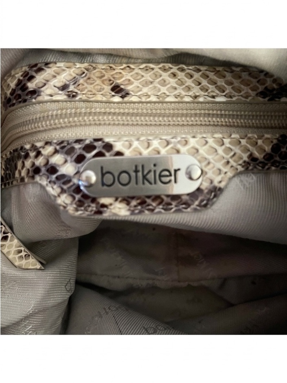 Botkier Beige and Brown Python-Print Drawstring Shoulder Bag - Picture 2 of 4